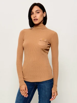 Elisabetta Franchi Golf | Slim Fit | z dodatkiem jedwabiu camel