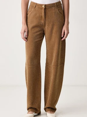 Elisabetta Franchi jeansy relaxed fit damskie brązowy