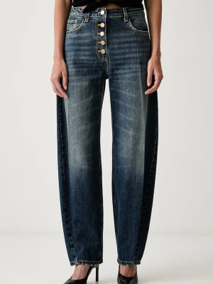 Elisabetta Franchi jeansy relaxed fit damskie niebieski