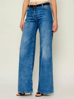 Elisabetta Franchi Jeansy + skórzany pasek | flare fit niebieski