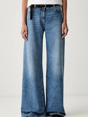 Elisabetta Franchi jeansy wide leg damskie niebieski
