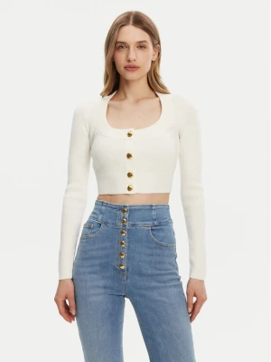 Elisabetta Franchi Kardigan MK53S51E2 Écru Regular Fit Kremowy
