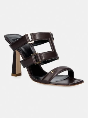 Elisabetta Franchi klapki na wysokim obcasie damskie skórzane