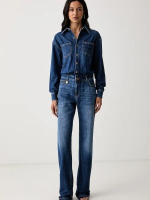 Elisabetta Franchi kombinezon damski jeansowy niebieski