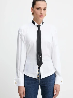 Elisabetta Franchi koszula bawełniana damska kolor biały relaxed ze stójką CA09156E2