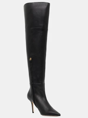 Elisabetta Franchi kozaki skórzane damskie kolor czarny na szpilce SA04L56E2