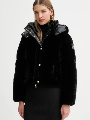 Elisabetta Franchi kurtka welurowa kolor czarny zimowa PI82D56E2
