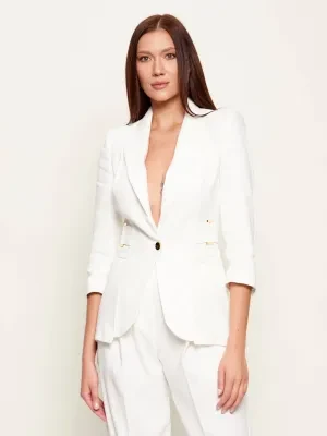 Elisabetta Franchi Lniany żakiet | Regular Fit