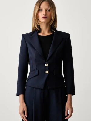 Elisabetta Franchi marynarka damska z wełną granatowy