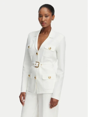 Elisabetta Franchi Marynarka MK-10B-62E2-V600 Kremowy Slim Fit