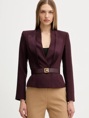 Elisabetta Franchi marynarka z dodatkiem wełny kolor bordowy dwurzędowa gładka GI17656E2