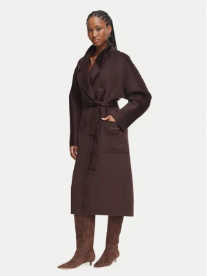 Elisabetta Franchi Płaszcz wełniany CP-01D-66E2-V850 Brązowy ciemny Regular Fit