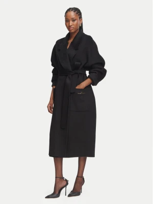Elisabetta Franchi Płaszcz wełniany CP-01D-66E2-V850 Czarny Regular Fit