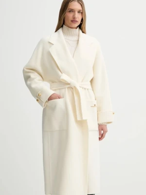 Elisabetta Franchi płaszcz wełniany kolor beżowy CP68D56E2