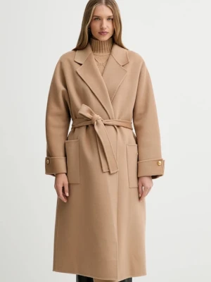 Elisabetta Franchi płaszcz wełniany kolor beżowy CP68D56E2