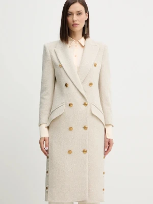Elisabetta Franchi płaszcz z dodatkiem wełny kolor beżowy CP00456E2