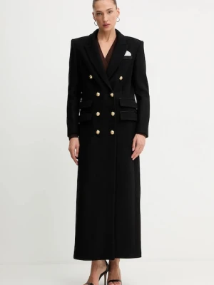 Elisabetta Franchi płaszcz z dodatkiem wełny kolor czarny CP00256E2