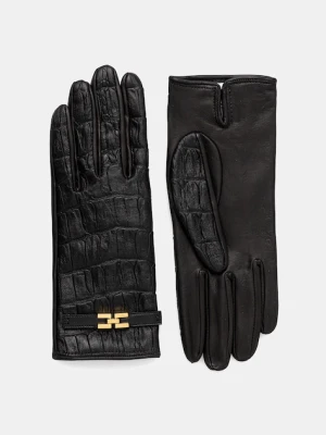Elisabetta Franchi rękawiczki skórzane damskie kolor czarny GU05R56E2