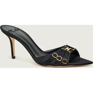 Elisabetta Franchi Satynowe klapki na szpilce | z dodatkiem skóry