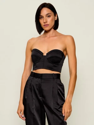 Elisabetta Franchi Satynowy top | Cropped Fit czarny