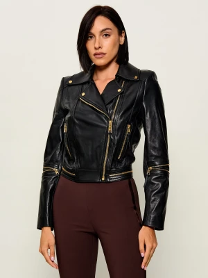 Elisabetta Franchi Skórzana ramoneska | Regular Fit czarny