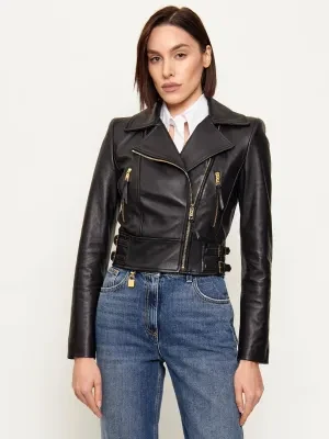 Elisabetta Franchi Skórzana ramoneska | Slim Fit