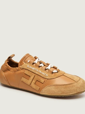 Elisabetta Franchi Skórzane sneakersy | zamsz
