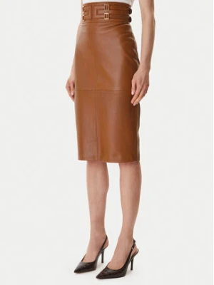 Elisabetta Franchi Spódnica skórzana GP-09Z-61E2-V890 Brązowy Regular Fit
