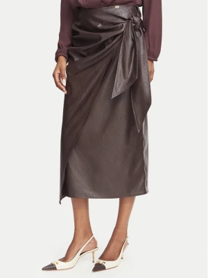Elisabetta Franchi Spódnica z imitacji skóry GO-218-66E2-V320 Brązowy ciemny Regular Fit