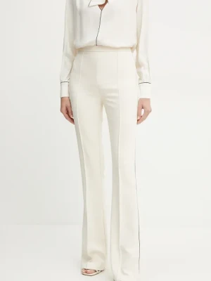 Zdjęcie produktu Elisabetta Franchi spodnie damskie kolor beżowy dzwony high waist PA08451E2