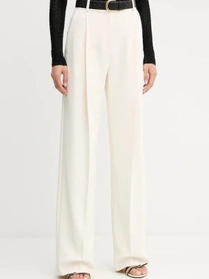 Elisabetta Franchi spodnie damskie kolor beżowy fason cygaretki high waist PA12556E2