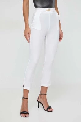 Elisabetta Franchi spodnie damskie kolor biały fason cygaretki high waist PA02341E2