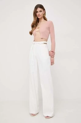 Elisabetta Franchi spodnie damskie kolor biały proste high waist