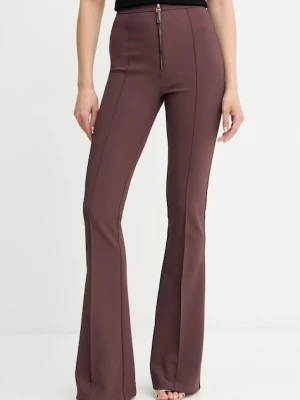 Elisabetta Franchi spodnie damskie kolor bordowy dzwony high waist PA12256E2