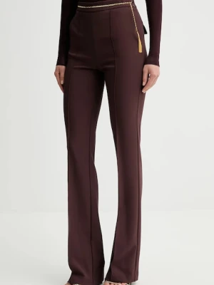 Elisabetta Franchi spodnie damskie kolor bordowy dzwony high waist PA14157E2
