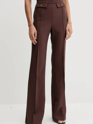 Elisabetta Franchi spodnie damskie kolor brązowy proste high waist PA12156E2