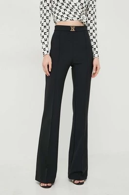 Elisabetta Franchi spodnie damskie kolor czarny dzwony high waist PAT1541E2