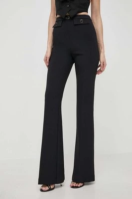 Elisabetta Franchi spodnie damskie kolor czarny dzwony high waist PA02941E2