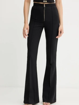 Elisabetta Franchi spodnie damskie kolor czarny dzwony high waist PA12256E2