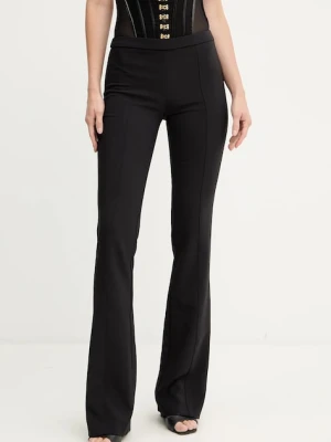 Elisabetta Franchi spodnie damskie kolor czarny dzwony high waist PA13257E2
