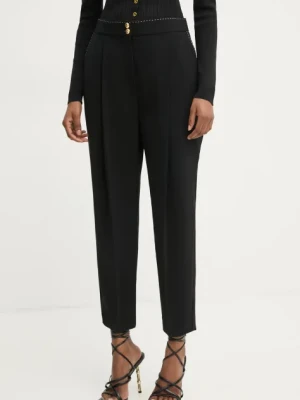 Elisabetta Franchi spodnie damskie kolor czarny fason cygaretki high waist PA06651E2