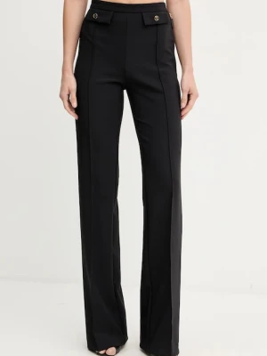 Elisabetta Franchi spodnie damskie kolor czarny proste high waist PA12156E2
