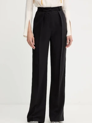 Elisabetta Franchi spodnie damskie kolor czarny proste high waist PA12656E2