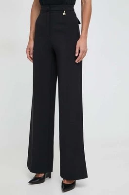 Elisabetta Franchi spodnie damskie kolor czarny szerokie high waist PA02141E2