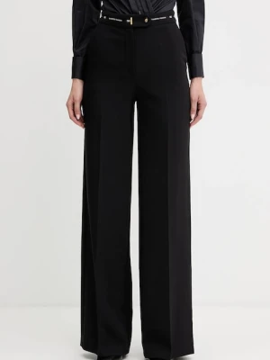 Elisabetta Franchi spodnie damskie kolor czarny szerokie high waist PA10356E2