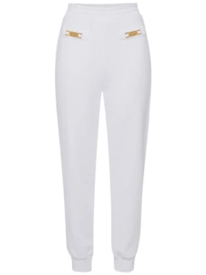 Elisabetta Franchi, Spodnie Dresowe z elastycznym pasem White, female,