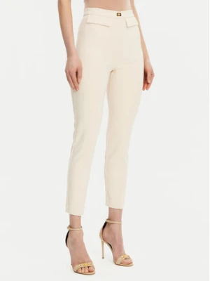 Elisabetta Franchi Spodnie materiałowe PA-077-51E2-V320 Écru Regular Fit