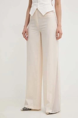 Elisabetta Franchi spodnie wełniane kolor beżowy szerokie high waist PA03742E2