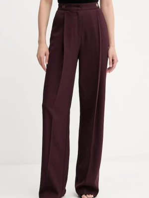 Elisabetta Franchi spodnie z domieszką wełny damskie kolor bordowy proste high waist PA12356E2