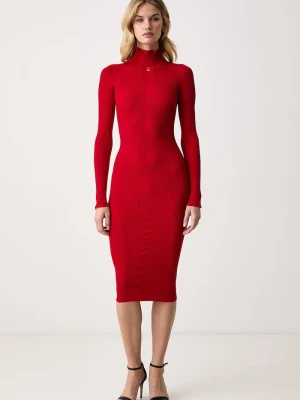 Elisabetta Franchi sukienka bodycon z wiskozą czerwony